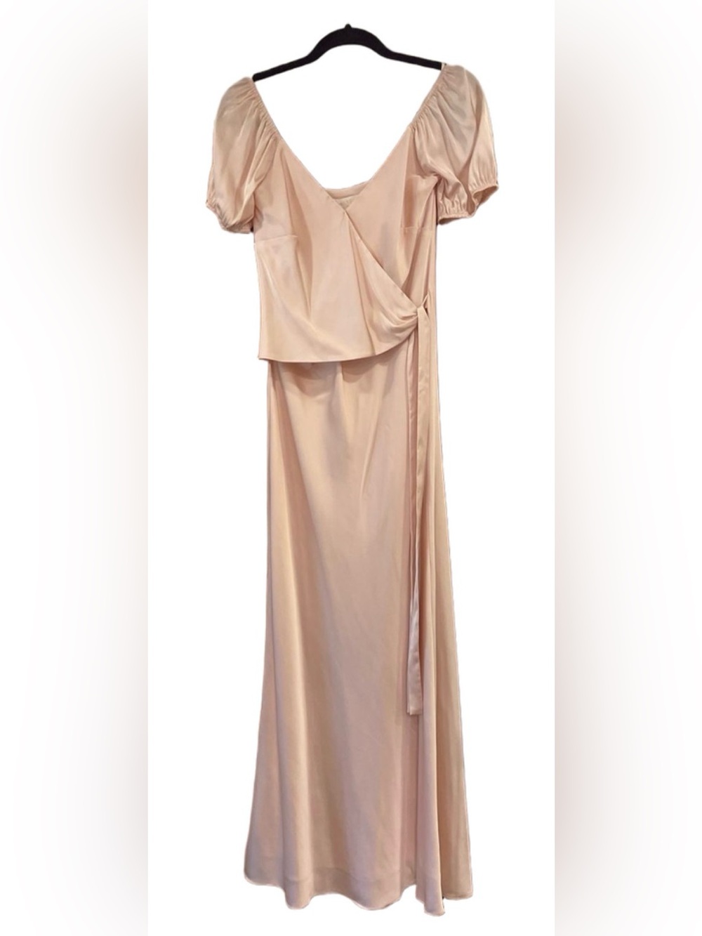 Wayf from Nordstrom | Blush Pink Satin Maxi Wrap Dress